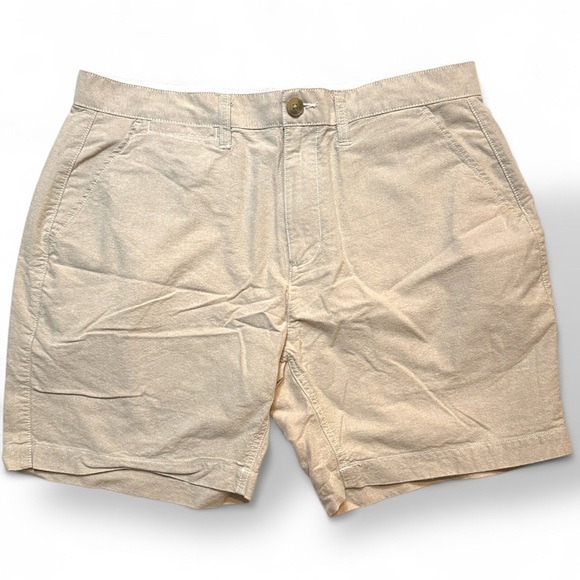 Mens Weatherproof 7 inch Cotton Oxford Shorts Size 34 oatmeal - Picture 1 of 8
